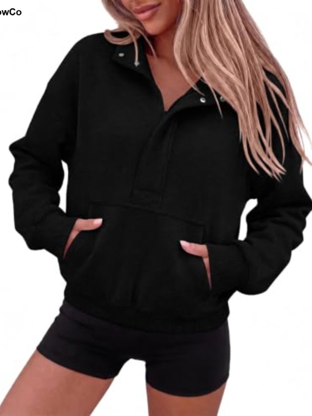 Womens Fleece Lined Quarter Zip Crop Sweatshirt Mock Neck Long Sleeve Pullover